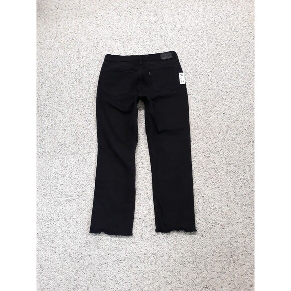 30 Levi's 724 High Rise 90s Distressed Straight Crop Raw Hem Black - Picture 9 of 11